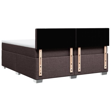 vidaXL Κρεβάτι Boxspring με Στρώμα Σκούρο Καφέ 200x200 εκ. Υφασμάτινο