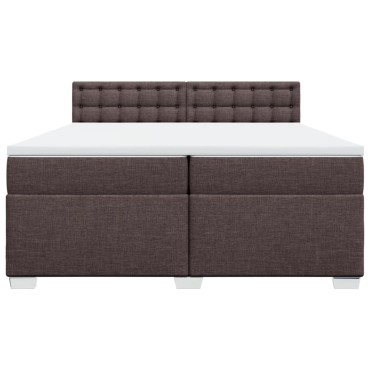 vidaXL Κρεβάτι Boxspring με Στρώμα Σκούρο Καφέ 200x200 εκ. Υφασμάτινο