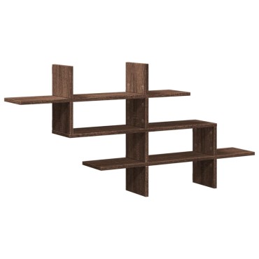 vidaXL Ραφιέρα Τοίχου Καφέ Δρυς 124,5x18x60,5cm Επεξεργασμένο Ξύλο 1 τεμ.