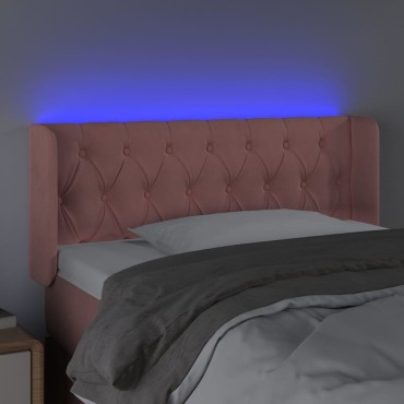 vidaXL Κεφαλάρι Κρεβατιού LED Ροζ 103x16x78/88cm Βελούδινο 1 τεμ.
