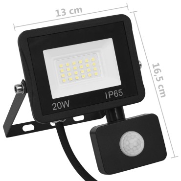 vidaXL Προβολέας LED με Αισθητήρα Θερμό Λευκό 20 W