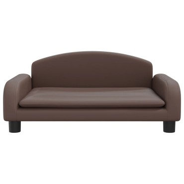 vidaXL Καναπές Παιδικός Καφέ 70x45x30cm από Συνθετικό Δέρμα 1 τεμ.