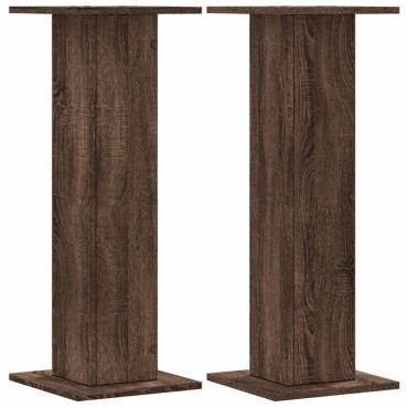 vidaXL Βάσεις Φυτών 2 Τεμ. Καφέ Δρυς 30x30x80 εκ. Επεξεργασμένο Ξύλο