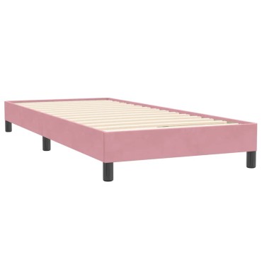 vidaXL Box Spring κρεβάτι με στρώμα ροζ 100x220cm Βελούδινο - Μονό
