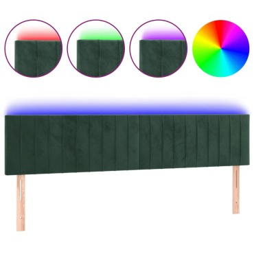 vidaXL Κεφαλάρι Κρεβατιού LED Σκούρο Πράσινο 160x5x78/88cm Βελούδινο 1 τεμ.