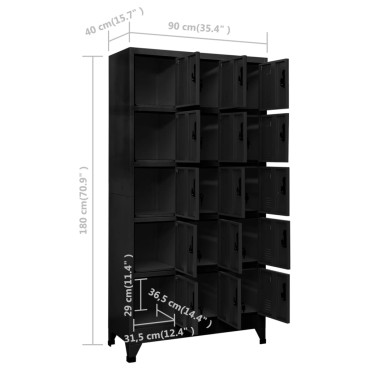 vidaXL Φοριαμός Μαύρος 90x40x180cm Ατσάλινος 1 τεμ.