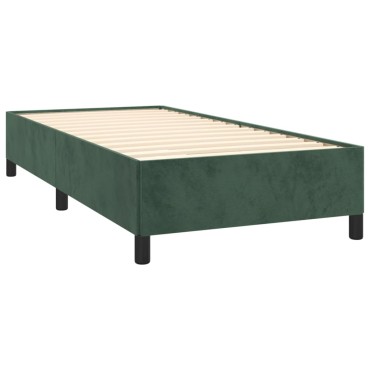 vidaXL Κρεβάτι Boxspring με Στρώμα Σκούρο Πράσινο 90x200 εκ. Βελούδινο