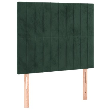 vidaXL Κρεβάτι Boxspring με Στρώμα Σκούρο Πράσινο 90x200 εκ. Βελούδινο