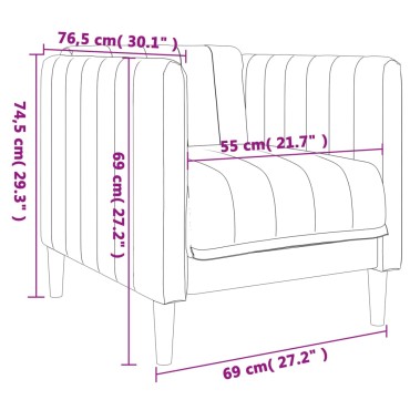 vidaXL Σετ Σαλονιού 3 τεμ. Μπλε Υφασμάτινο 69x76,5x74,5cm  Διθέσιος Τριθέσιος