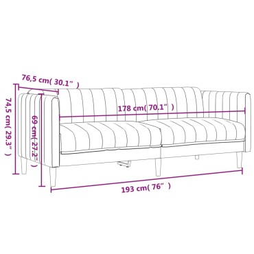 vidaXL Σετ Σαλονιού 2 τεμ. Μπλε Υφασμάτινο 176x76,5x74,5cm  Διθέσιος Τριθέσιος