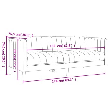 vidaXL Σετ Σαλονιού 2 τεμ. Μπλε Υφασμάτινο 176x76,5x74,5cm  Διθέσιος Τριθέσιος