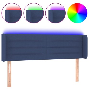 vidaXL Κεφαλάρι Κρεβατιού LED Μπλε 147x16x78/88cm Υφασμάτινο 1 τεμ.