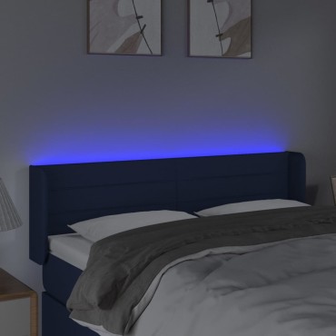 vidaXL Κεφαλάρι Κρεβατιού LED Μπλε 147x16x78/88cm Υφασμάτινο 1 τεμ.