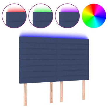 vidaXL Κεφαλάρι Κρεβατιού LED Μπλε 144x5x118/128cm Υφασμάτινο 1 τεμ.