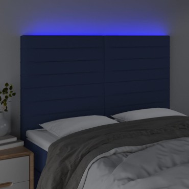 vidaXL Κεφαλάρι Κρεβατιού LED Μπλε 144x5x118/128cm Υφασμάτινο 1 τεμ.