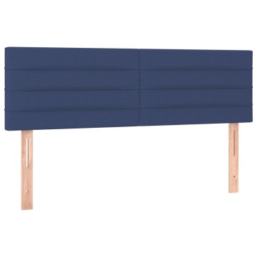 vidaXL Κρεβάτι Boxspring με Στρώμα Μπλε 140x190 εκ. Υφασμάτινο