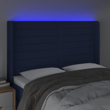vidaXL Κεφαλάρι Κρεβατιού LED Μπλε 147x16x118/128cm Υφασμάτινο 1 τεμ.