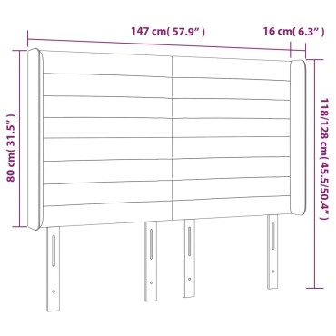 vidaXL Κεφαλάρι Κρεβατιού LED Μπλε 147x16x118/128cm Υφασμάτινο 1 τεμ.