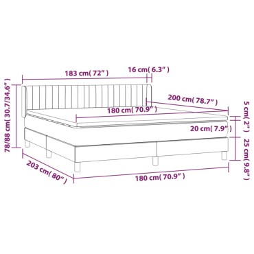 vidaXL Κρεβάτι Boxspring με Στρώμα Σκούρο Πράσινο 180x200εκ. Βελούδινο
