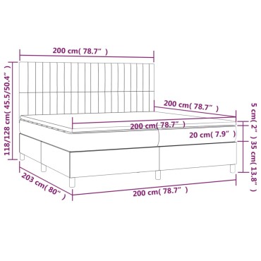 vidaXL Κρεβάτι Boxspring με Στρώμα Σκούρο Πράσινο 200x200εκ. Βελούδινο