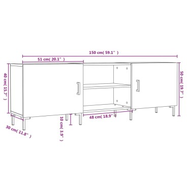 vidaXL Έπιπλο Τηλεόρασης Γκρι Σκυροδέματος 150x30x50cm Επεξ. Ξύλο