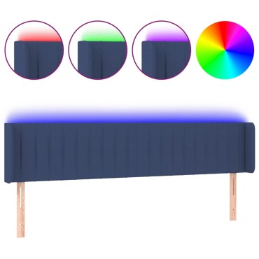 vidaXL Κεφαλάρι Κρεβατιού LED Μπλε 163x16x78/88cm Υφασμάτινο 1 τεμ.
