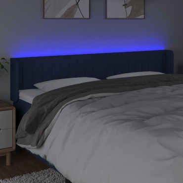 vidaXL Κεφαλάρι Κρεβατιού LED Μπλε 163x16x78/88cm Υφασμάτινο 1 τεμ.