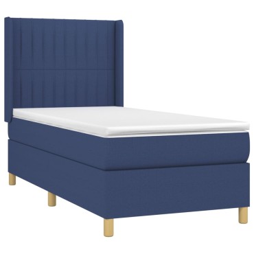 vidaXL Κρεβάτι Boxspring με Στρώμα Μπλε 80x200 εκ. Υφασμάτινο