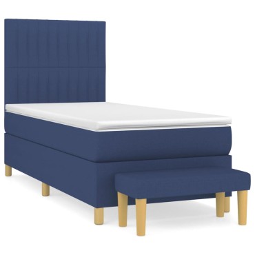 vidaXL Κρεβάτι Boxspring με Στρώμα Μπλε 80x200 εκ. Υφασμάτινο