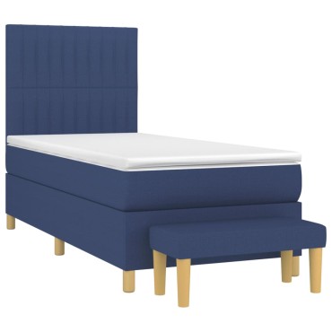 vidaXL Κρεβάτι Boxspring με Στρώμα Μπλε 80x200 εκ. Υφασμάτινο