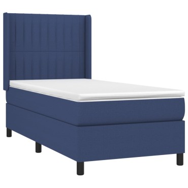 vidaXL Κρεβάτι Boxspring με Στρώμα & LED Μπλε 80x200 εκ. Υφασμάτινο