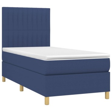 vidaXL Κρεβάτι Boxspring με Στρώμα & LED Μπλε 80x200 εκ. Υφασμάτινο