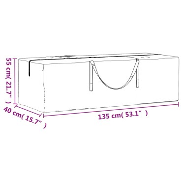 vidaXL Τσάντες Αποθ. Μαξιλαριών 2 τεμ. Μαύρες 135x40x55cm Πολυαιθυλένιο
