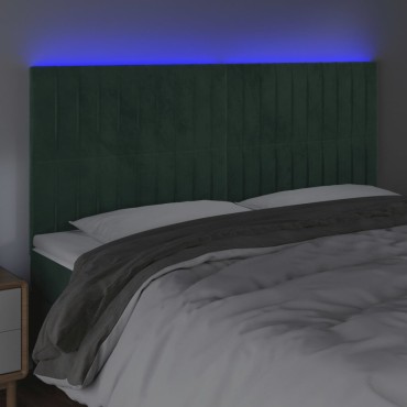 vidaXL Κεφαλάρι Κρεβατιού LED Σκούρο Πράσινο 180x5x118/128cm 1 τεμ.
