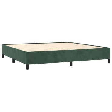 vidaXL Κρεβάτι Boxspring με Στρώμα Σκούρο Πράσινο 200x200εκ. Βελούδινο