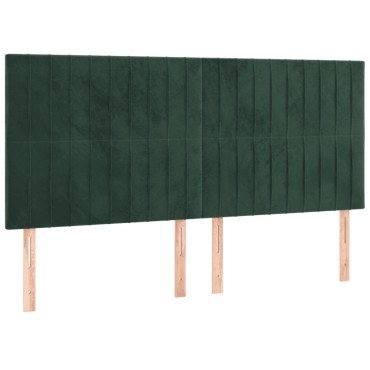 vidaXL Κρεβάτι Boxspring με Στρώμα Σκούρο Πράσινο 200x200εκ. Βελούδινο