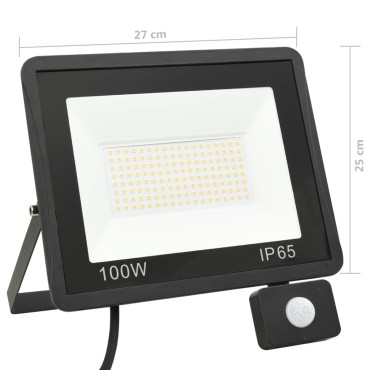 vidaXL Προβολέας LED με Αισθητήρα Θερμό Λευκό 100 W