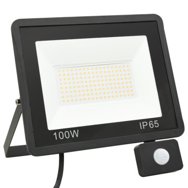 vidaXL Προβολέας LED με Αισθητήρα Θερμό Λευκό 100 W