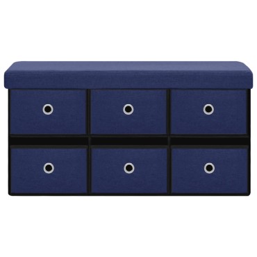 vidaXL Πάγκος Αποθήκευσης Πτυσσόμενος Μπλε 76x38x38cm Συνθετικό Λινό 1 τεμ.