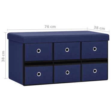 vidaXL Πάγκος Αποθήκευσης Πτυσσόμενος Μπλε 76x38x38cm Συνθετικό Λινό 1 τεμ.