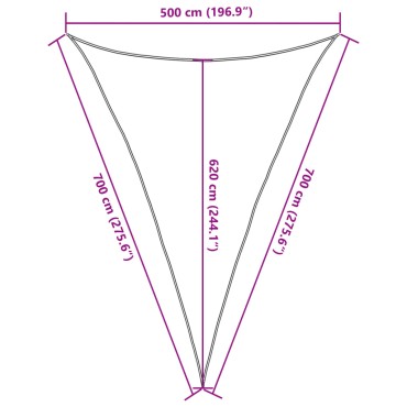 vidaXL Πανί Σκίασης Καφέ 5 x 7 x 7 μ. από HDPE 160 γρ./μ²