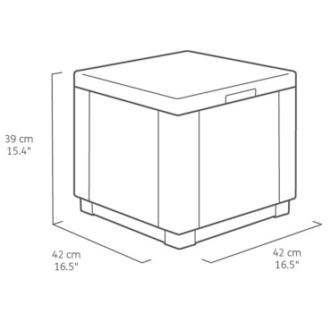 Keter Σκαμπό με Αποθηκευτικό Χώρο Cube Χρώμα Γραφίτης 42x42x39cm