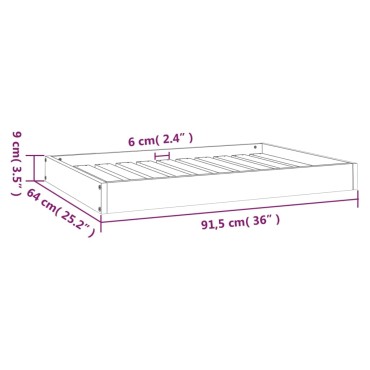 vidaXL Κρεβάτι Σκύλου 91,5 x 64 x 9 εκ. από Μασίφ Ξύλο Πεύκου