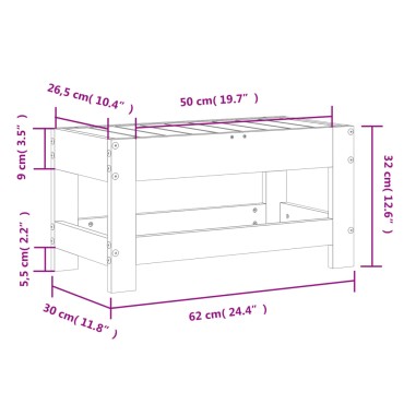 vidaXL Υποπόδιο Κήπου 62x30x32cm από Εμποτισμένο Ξύλο Πεύκου 1 τεμ. Γωνιακός