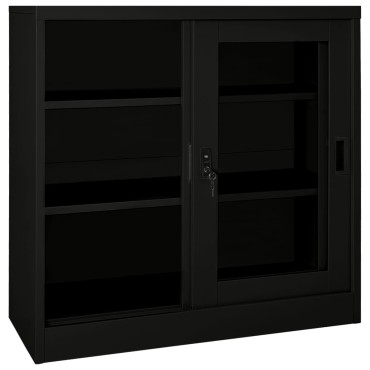 vidaXL Ντουλάπι με Συρόμενη Πόρτα Μαύρο 90x40x90cm Ατσάλινο 1 τεμ.