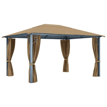 vidaXL Κιόσκι με Κουρτίνα Taupe 400 x 300 εκ. Αλουμινίου