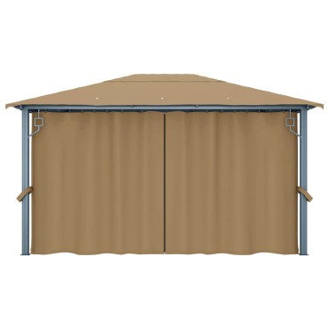 vidaXL Κιόσκι με Κουρτίνα Taupe 400 x 300 εκ. Αλουμινίου