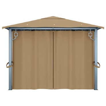 vidaXL Κιόσκι με Κουρτίνα Taupe 400 x 300 εκ. Αλουμινίου