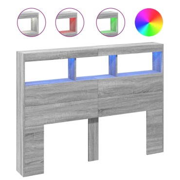 vidaXL Κεφαλάρι με Αποθηκ. Χώρο & LED Γκρι Sonoma 140x17x102cm 1 τεμ.