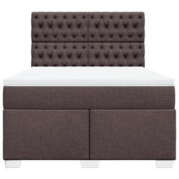 vidaXL Κρεβάτι Boxspring με Στρώμα Σκούρο Καφέ 160x200 εκ Υφασμάτινο